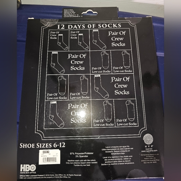 New Womens Game of Thrones 12 days of Socks advent 12 Pair NEW - Picture 2 of 2